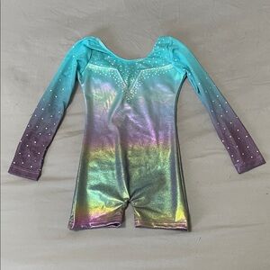 Iridescent Ombre Gymnastics Leotard with Rhinestones NWOT